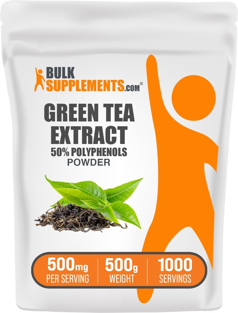 BulkSupplements.comgreen Ceai extract pulbere - 50% Polifenoli Suplimente, EGCG - Gluten gratuit, 500 mg per Serving, 500g (1.1 lbs) (Pachet de 1)