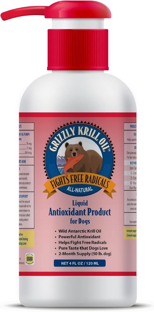Grizzly sălbatice Antarctica Krill ulei toate-naturale antioxidant câine supliment alimentar, 4 oz
