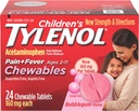 Masticuri Tylenol pentru copii, Acetaminofen pentru ameliorarea durerii şi febrei, Gumă de mestecat, 24