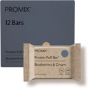 ProMix Nutritie Proteine Puff Baruri - Afine si Crema - Marshmallow Crispy Treat - Great Tasting & Healthy On The Go Snack - Proteine ridicate si calorii joase - Gratuit de gluten, soia, si porumb - 12 Baruri