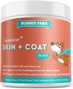 Wonder Paws Skin & Coat Supliment pentru câini cu ulei de somon, Omega 3 & 6, EPA & DHA, Promoveaza sanatoasa piele si haina, Itchy Relief, Joint si sanatate generala, Aroma delicioasa, 70 piele si haina Chews moale