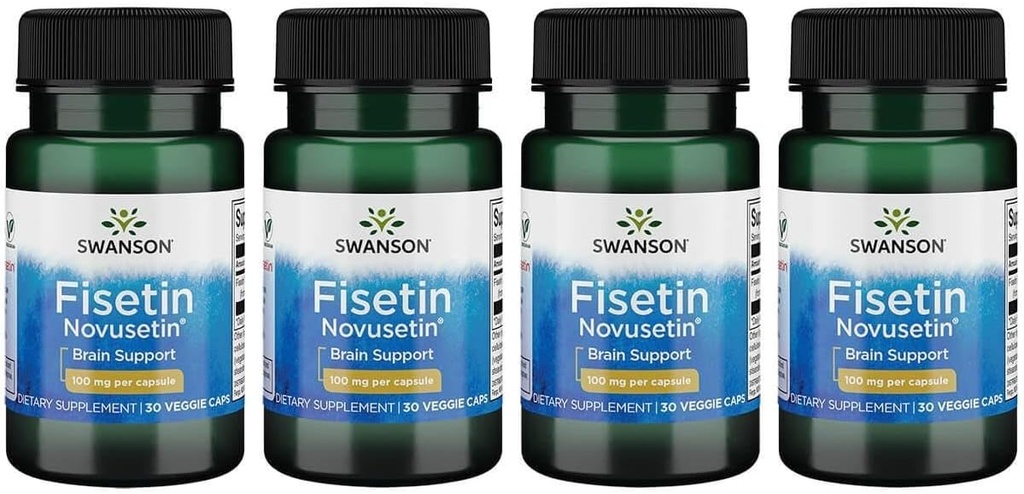 Swanson Fisetin Molecular similare cu Apigenin, luteolin şi Querbetin 100 Milligrams 30 Veg Capsule (4 ambalaj)