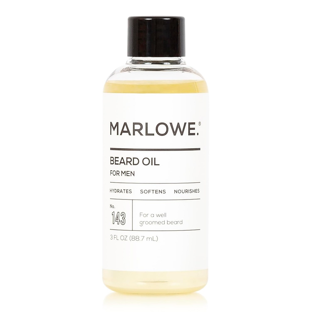 Marlowe. Nr. 143 Ulei de barbă 3 oz, Ulei condiţionat pentru bărbaţi, Îngrijirea bărbii mai moi & Fuller, 100% înmuiat natural cu ulei de floarea-soarelui & Saflower, Condiţii & Nourishes, Fragrance Free