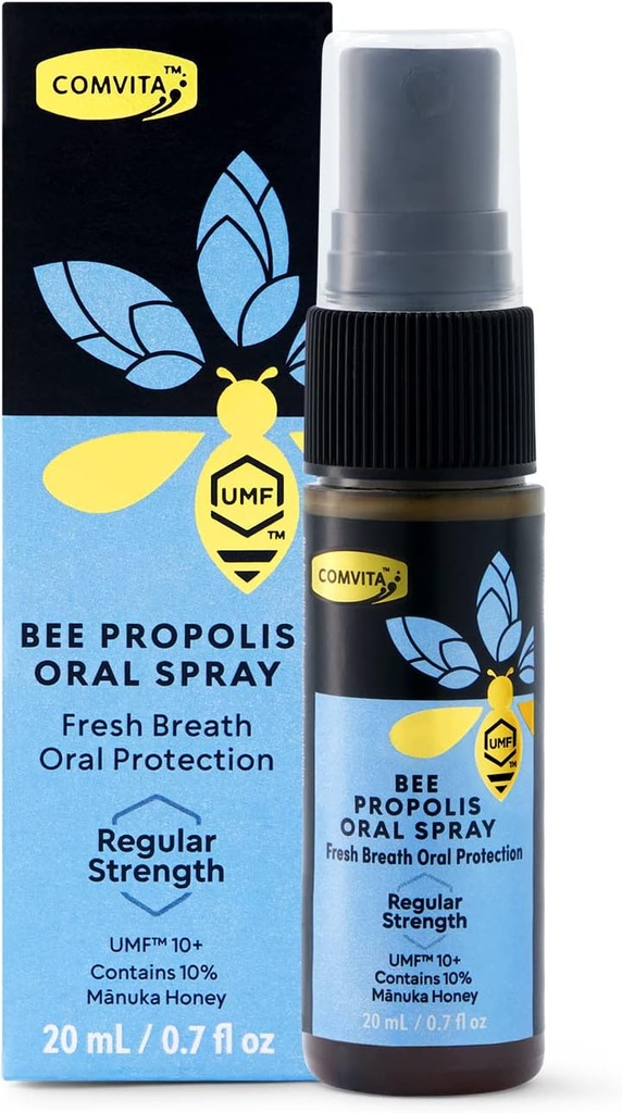 Comvita Bee Propolis Spray de gât - suport imunitar natural, aroma de menta Soothing cu Noua Zeelandă UMF 10+ Manuka Honey, Antioxidant, Supliment alimentar - 0.7 fl oz