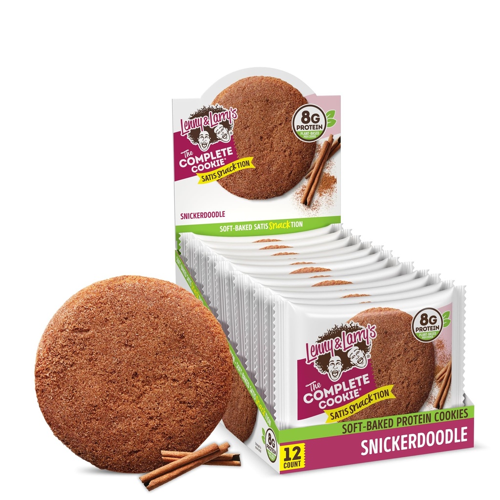Lenny & Larry's The Complete Cookie, Snickerdoodle, Soft Baked, 8g Plant Proteine, Vegan, Non-GMO, 2 Once Cookie (Pachet de 12)