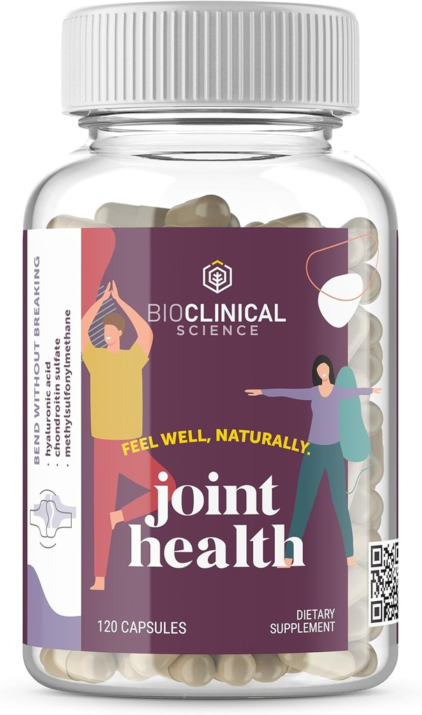 Sănătate comună - formulat științific cu Chondroitin sulfat, acid hialuronic și metilsulfonilmetan - 120 capsule - 60 zile de aprovizionare