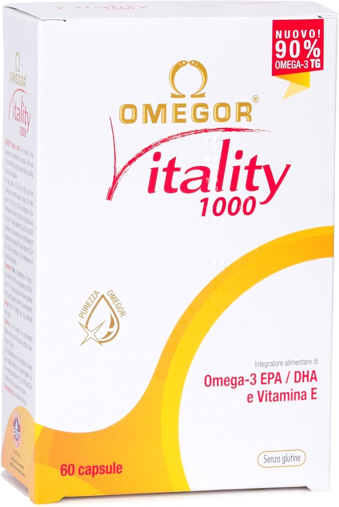OMEGOR Omega 3 Suplimentul de ulei de pește IFOS Certified Vitality 1000 cu 800mg EPA și DHA per capsulă - Nu gust de pește, non-GMO (60 Softgels)