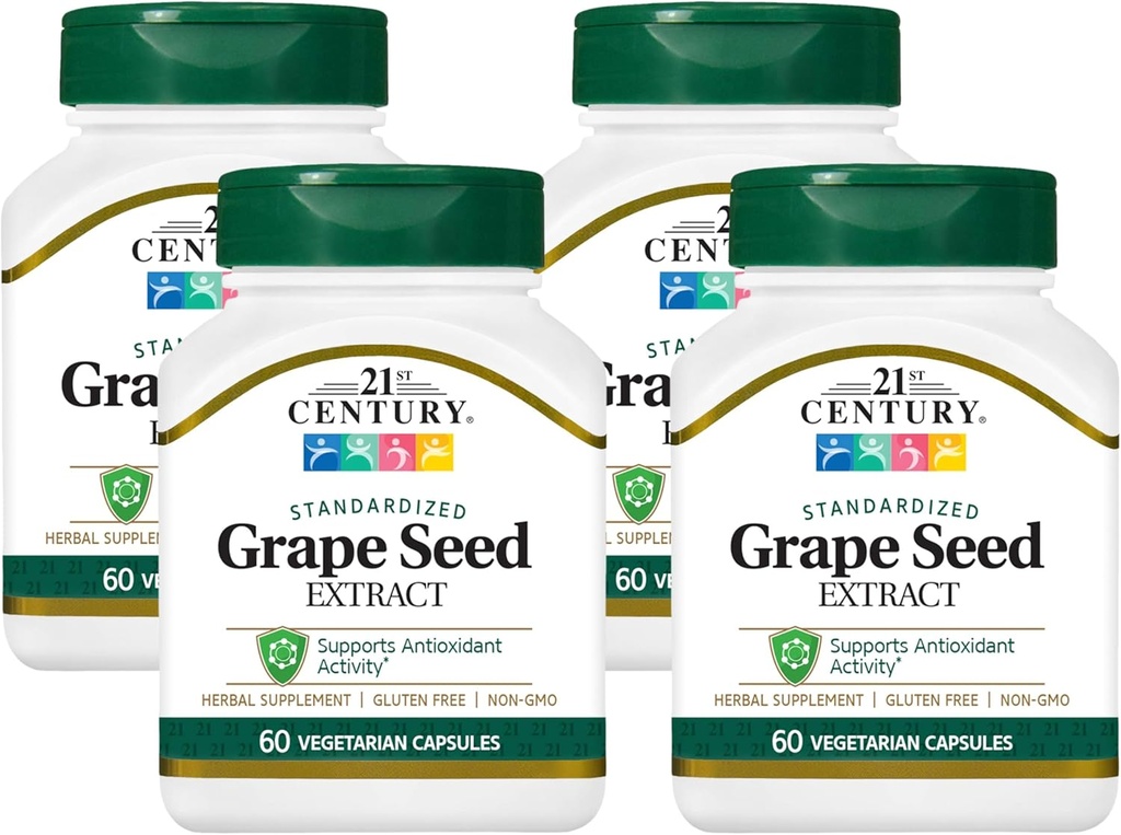 21st Century Grape Seed Extract de legume capsule, 60 Conte (21378) (Pachet de 4)