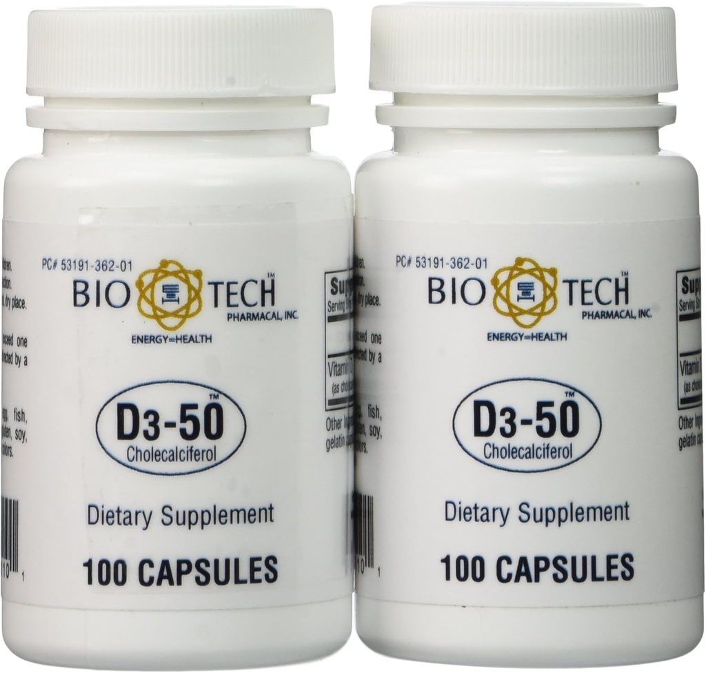 Bio-Tech - D3- 50 000 UI, 100 Conte (Pachet de 2)