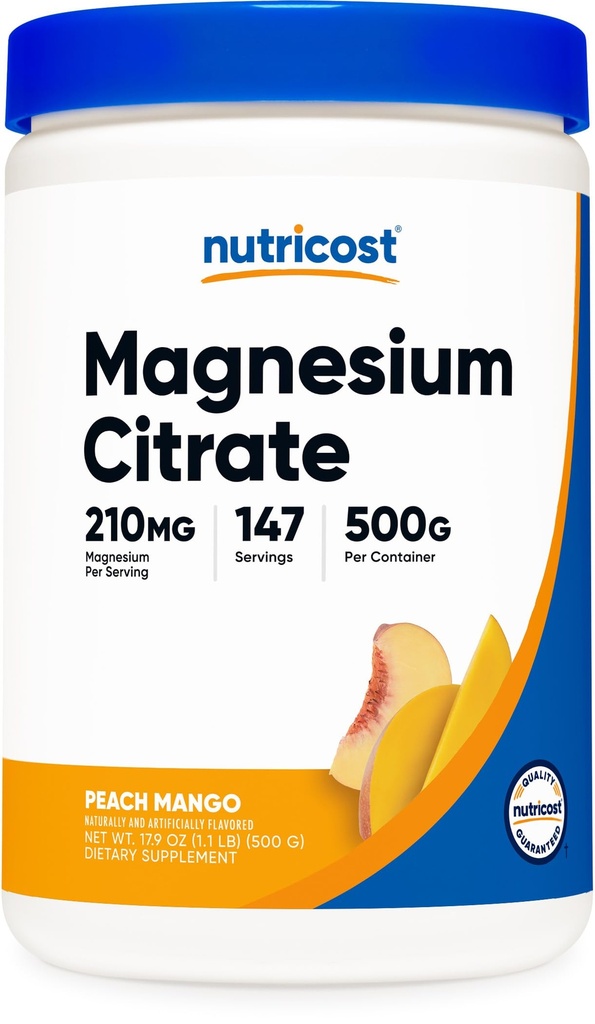 Pulbere pentru citrat de magneziu (Peach Mango, 500 Gram)