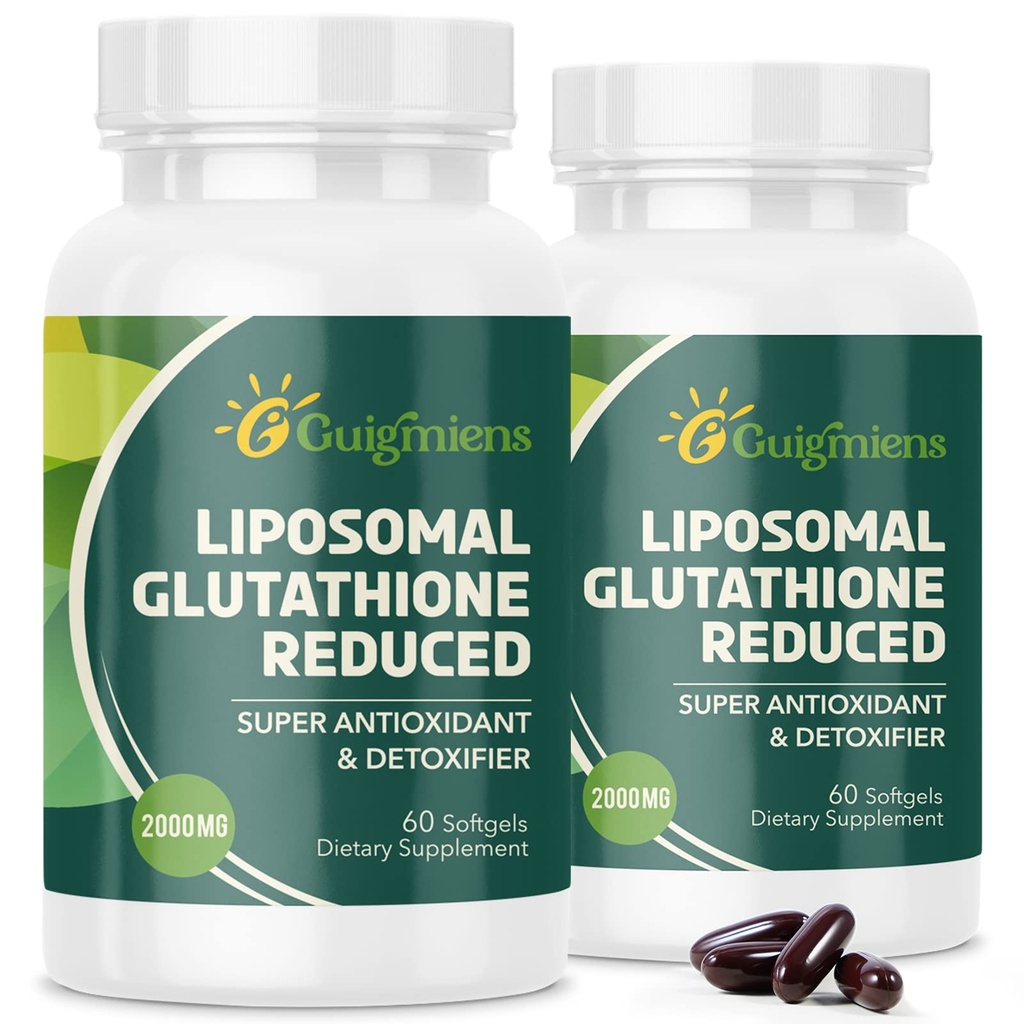 oumebiu Liposomal Glutatione 2000 MG, 10x Absorbţie mai bună, Glutatione Supliment cu acid hialuronic+Collagen Peptide+Resveratrol, Antioxidant puternic, Îmbătrânire în sănătate, Sănătate imună, 120 Număr