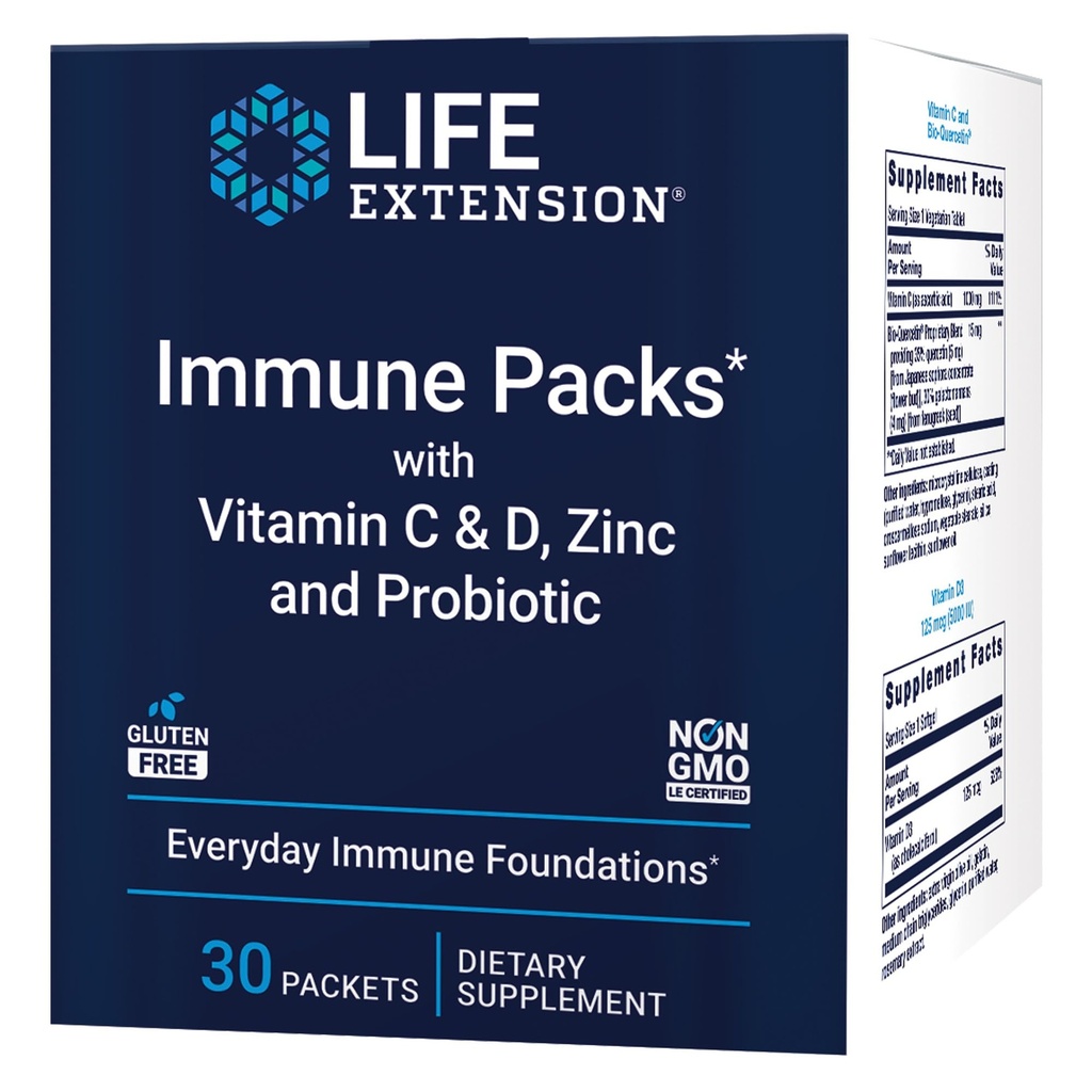 Extensie de viaţă - Ambalaje imune cu vitamina C & D, zinc şi probiotice (30 ambalaje)
