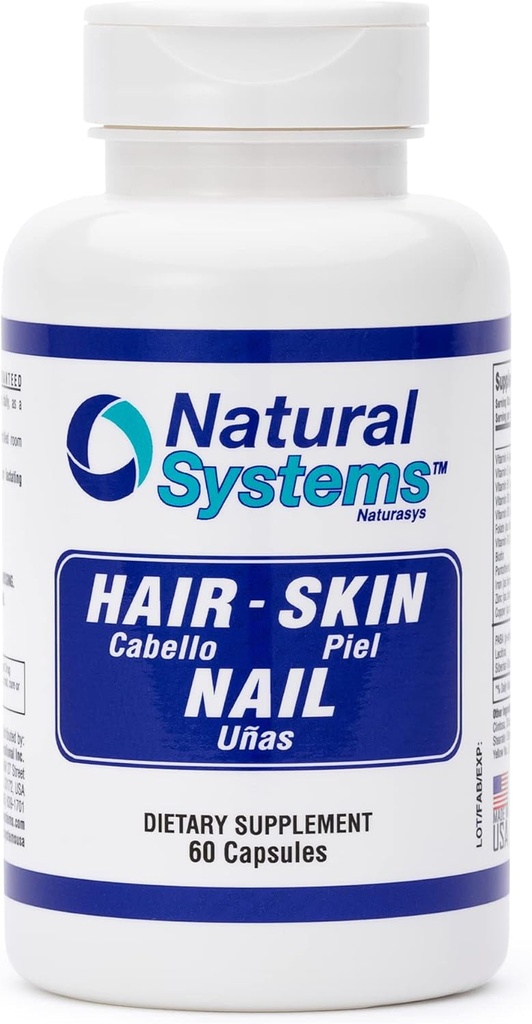 Pielea de par si unghii Suplimentul de vitamine 60 Capsule de sisteme naturale - unghii puternice si cresterea parului Vitamine pentru femei si barbati - Natural Piele de par Biotina si unghii Vitamina - Protectia pielii Vitamine