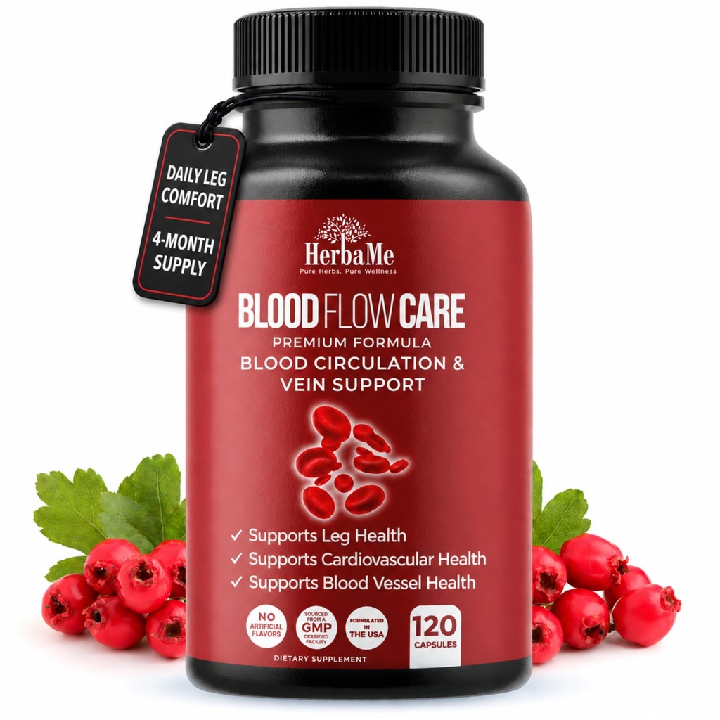 Supliment de circulatie a sangelui, 120 capsule, sustine Vena piciorului, inima, nave si sanatate cardiovasculara cu Niacin, L-Arginin, Ginger, ardei iute, Hawthorn, Diosmin, Pastile de sange
