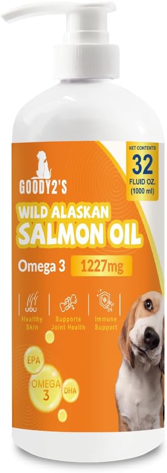 Ulei de somon de Alaska pentru câini și pisici - Omega 3 EPA ulei de pește DHA pentru piele sănătoasă și blană, suport comun și osos, ajutor de alergie, & de apărare inflamație - 32 oz All-naturale lichid supliment