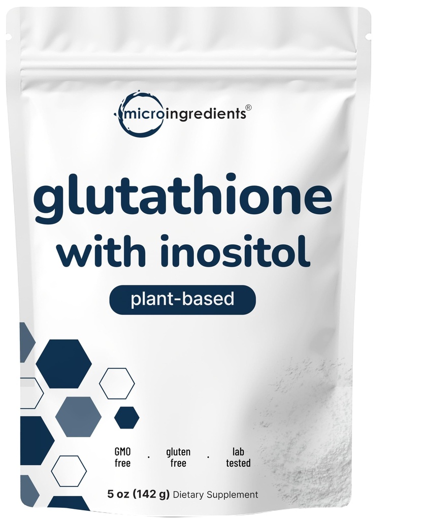 Glutatione Supliment, Glutatione Pure Pulbere redusa cu Inositol, 5 Ounce (9 luni de aprovizionare), 2 in 1 Formula, Ingrediente puternice pentru antioxidanti, suporta functia ficatului, Vegan