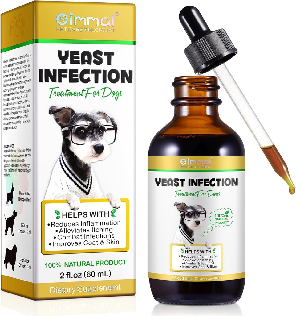 Tratamentul infectiei cu Yeast pentru câini, Dog Tratamentul infectiei urechii Dog Tratamentul infectiei urechii pentru mancarime Dog Relief piele, Dog Alergie Ajutor, Dog Infectia urechii- 2 Fl Oz / 60ml