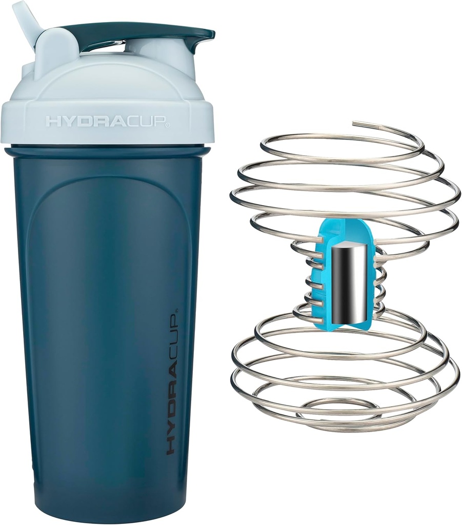 Shaker putere HydraCup w/Weighted Whisk, 28oz - Mixare mai rapidă, mai puțină agitare necesară, Shake-gratuit Proteine, Shaker Cup (polipropilenă, albastru)