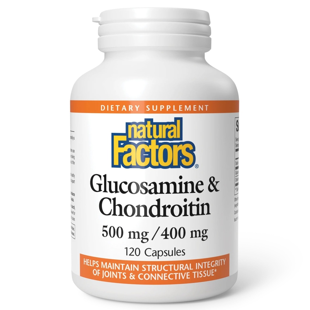 Factori naturali, Glucosamină şi Chondroitin, sprijină articulaţiile sănătoase şi ţesutul conjunctiv, 120 capsule
