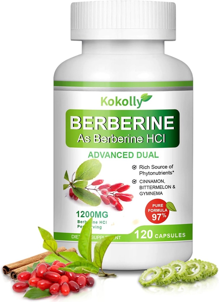 Berberine Supliment 1200mg - Natural Plant- based with Berberine HCL,Cinnamon, Bittermelon, Gymnema(120 Capsule)