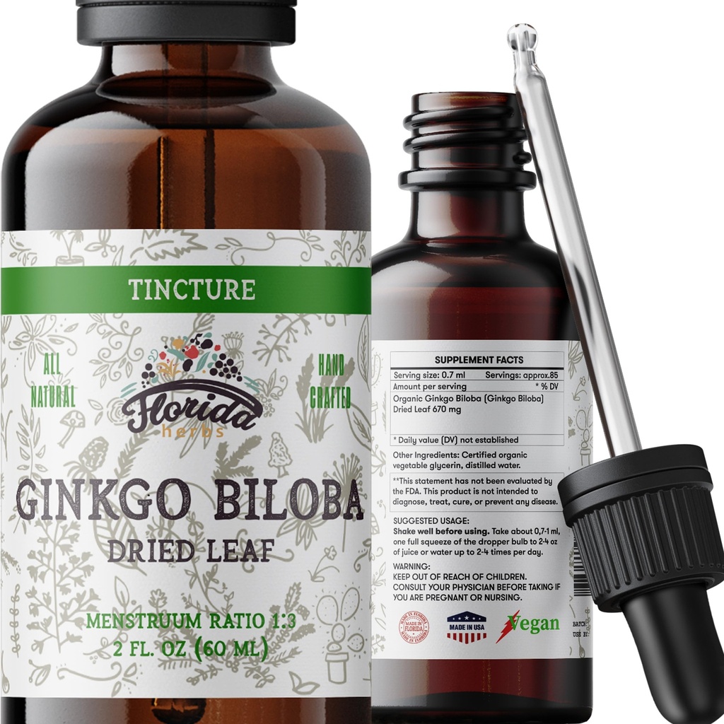 Ginkgo Biloba Tincture Organic Ginkgo Biloba Extract (Ginkgo Biloba) Uscată Herbal Supliment 2 oz