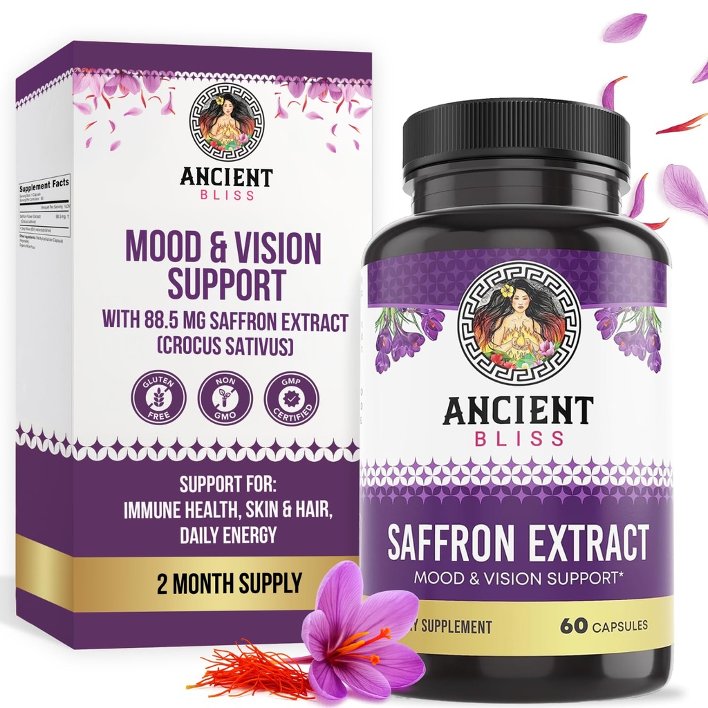 Extract de Saffron capsule vechi Mood & Eye Supplement, extract de șofran Apetit Management de greutate supresant pentru femei & bărbați (60 capsule)
