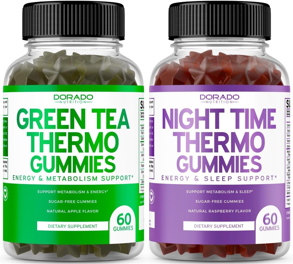 Ceai verde Burner Gumies gras (60 Count) - Apetit Suppressant pierdere în greutate Suplimentul și timp de noapte Gummies Fat Burner (60 Conte) Pierderea în greutate și supliment metabolic - terțe părți testate - Statele Unite ale Americii Made