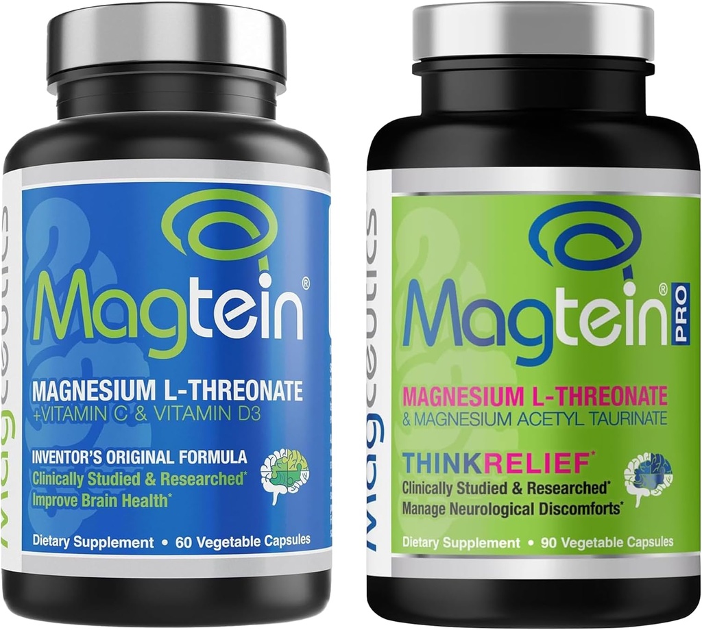 Magtein Magneziu L- Treonat 60 Capsule, Magceeutice MagteinPRO 90 Capsule - Bundle