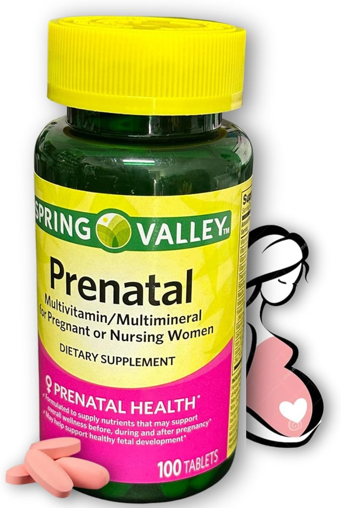 Vitamine prenatale- Multivitamine Multiminerale pentru femeile gravide şi care alăptează Suplimentele comprimate 100 Ct