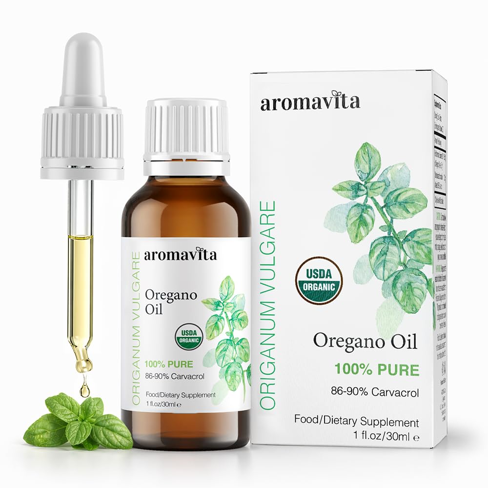 Ulei organic esenţial de Oregano-100% ulei pur nediluat Greek Oregano cu Carvacrol - Peste 86%, non-GMO, extra Putere ulei Oregano Picături lichide organice, 1 FL.OZ/30ml