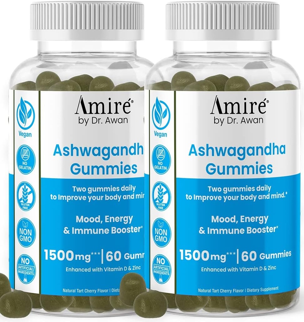 Amire de Dr. Awan Ashwagandha Gummies, Mood, Energy, & Immune Booster, 120ct, 60 zile de aprovizionare