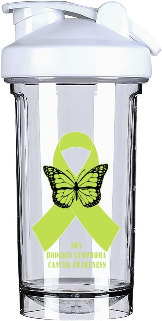 Limfom non Hodgkin Cancer Conștiința 1 18 Ounce Shaker Sticla Drink Mixer Leak-proof Proteina de antrenament Shakes Masa de înlocuire Shakes sticle 500ML/18 Oz Alb