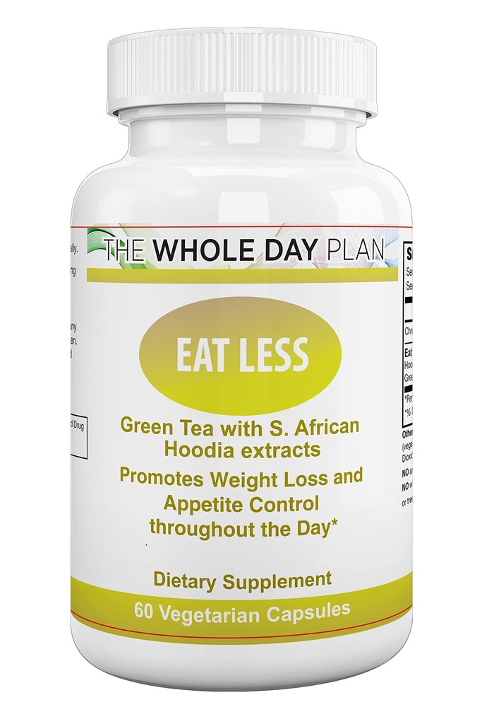 Planul WHOLE DAY EAT mai puțin - Pastile de pierdere în greutate pentru femei și bărbați care funcționează rapid - Appetit Suppressant Suplimente de ardere a grasimilor, 60 capsule, Made in USA