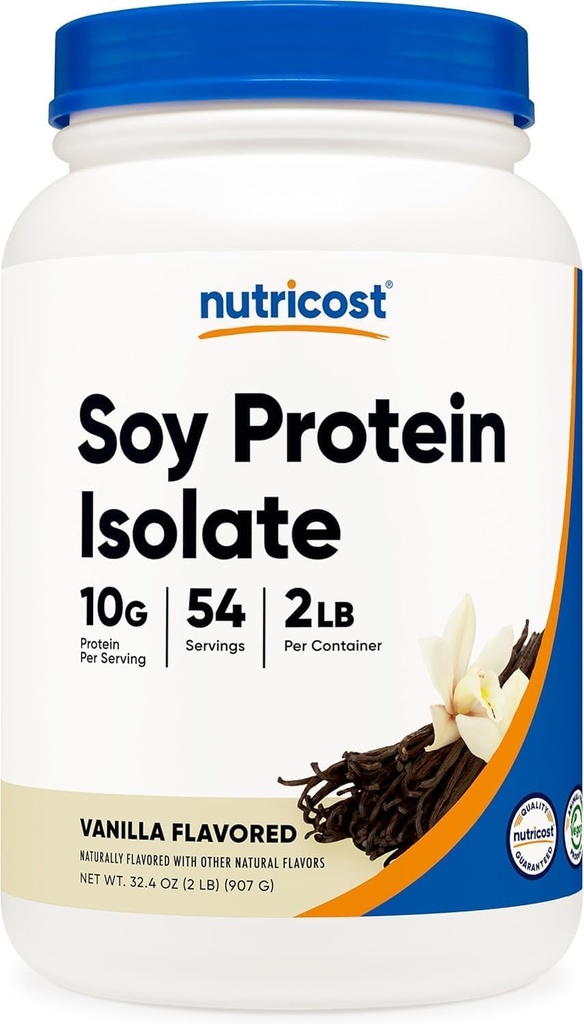 Nutricost Soy Proteine Powder, 2 LB Vanilla, 10 grame de proteine per servire, vegetarian, non-GMO & Gluten Free
