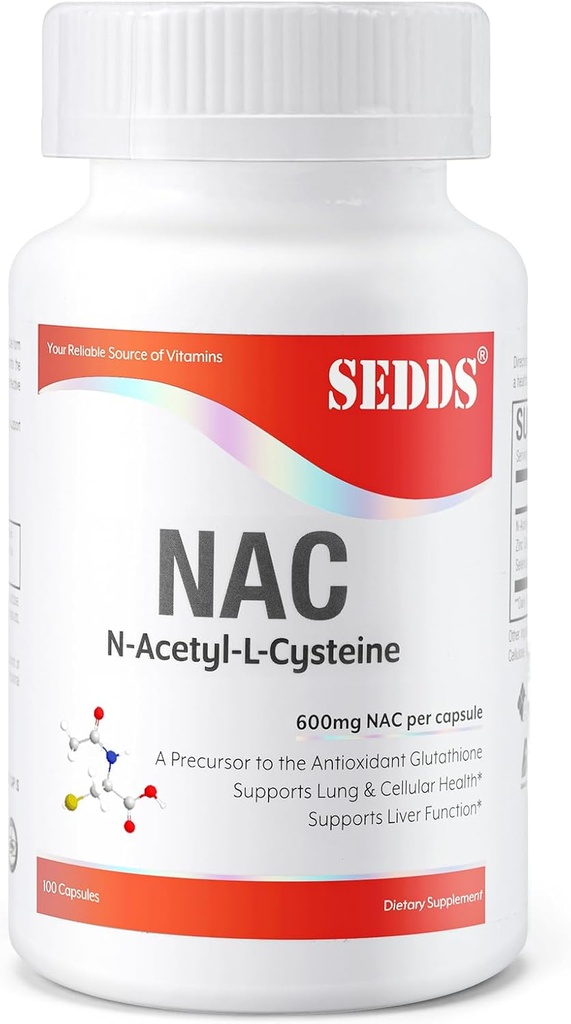 Suplimente, N-Acetyl Cysteine (NAC) 600mg, 100 Veg Capsule - non-GMO, Gluten Free