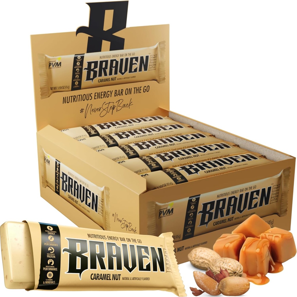 Braven Bar Caramel Nut Energy Baruri (1.59 oz, Pachet de 20) 