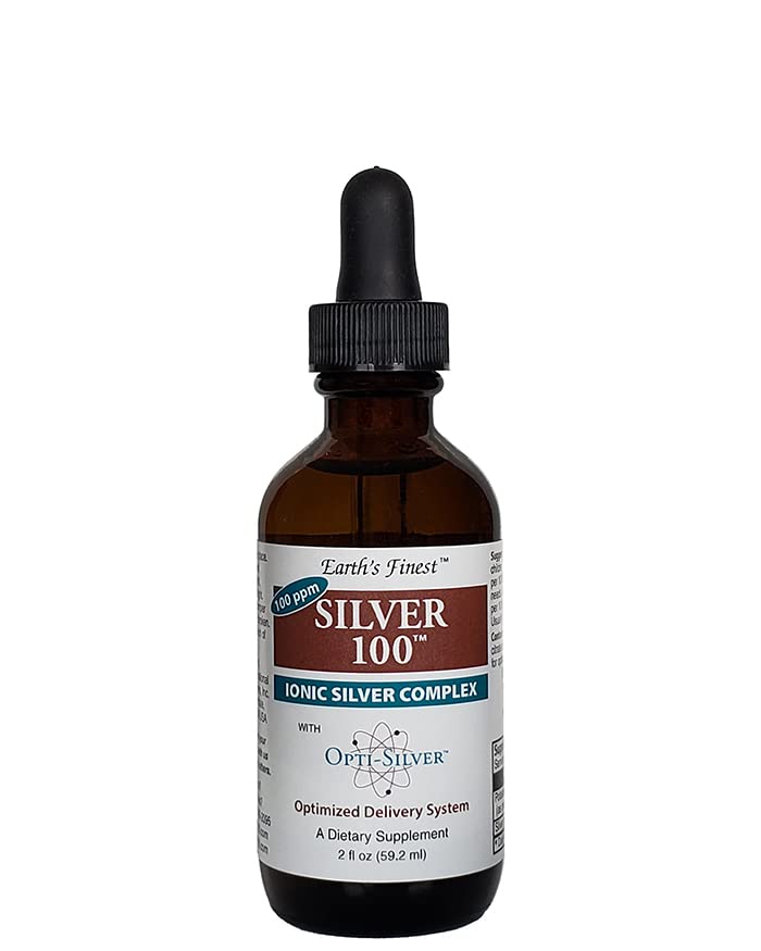 Silver 100 Ionic Silver Complex cu Opti-Silver Optimized Delivery System pentru Suport Imun - 100 ppm, 2oz (59,2ml) - Dropper
