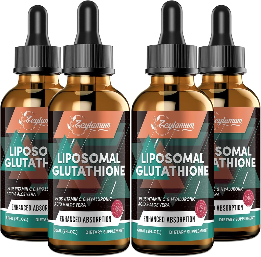 2000MG Picături lichide lipozomale glutatione, absorbţie foarte mare Ultra, detoxifiere naturală, sistem imunitar şi Supprot*, L-glutation, vitamina C şi acid hialuronic, capsule alternative, 8,08 OZ