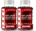 Vitamatic Tart Cherry with Celery Seed Gummies – 4000mg Equivalent Per Serving (from 10:1 Extract, 400mg) - 2-Pack
