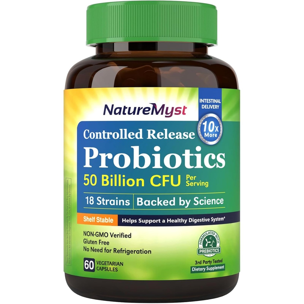Probiotice 50 Miliarde per Serving, 18 Probiotic Strains, 60 Veggie Capsule - non-GMO, Gluten gratuit