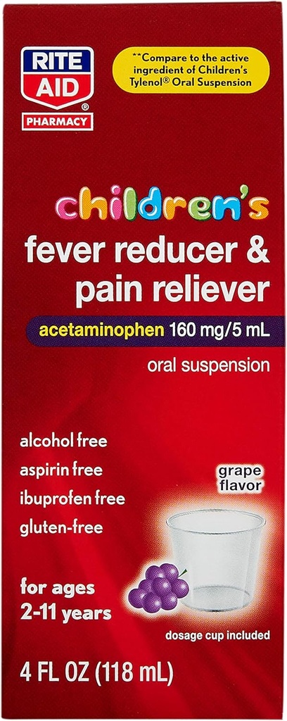 Rit Ajutor pentru copii Acetaminofen, Aromă de struguri, 160 mg - 4 fl oz 