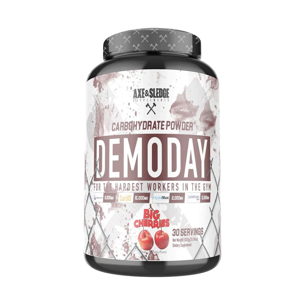 Axe & Sledge Supplements Demo Day Intra-Workout Carbohidrat Pulbere cu Cluster Dextrin, Carb10, Hydromax, & Palatinose, Îmbunătățește performanța și pompe, 30 Serviri (Cireșe mari)