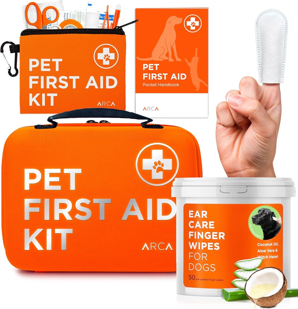 Ingrijire Bundle - Kit de prim ajutor si curatarea urechilor pentru câini, Set esential de sanatate si igiena