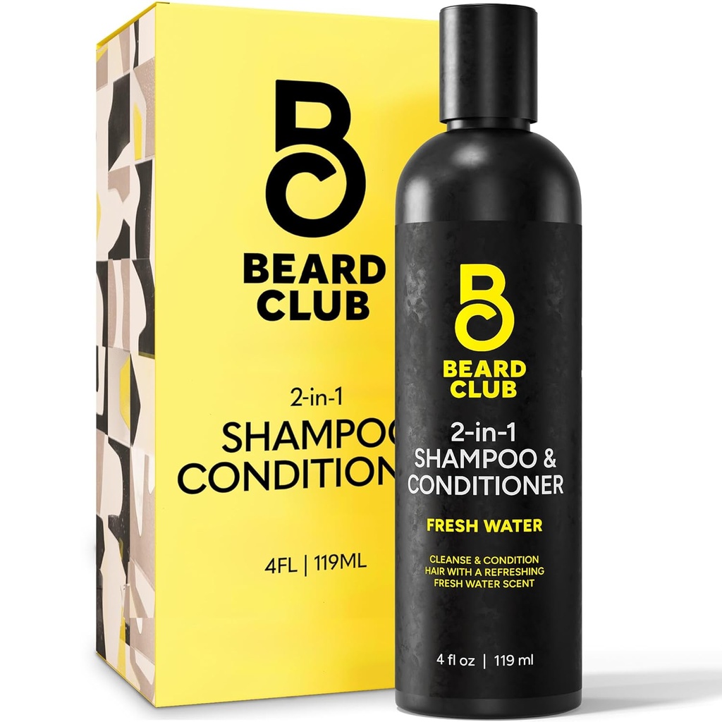 Barbă Club Mens 2 în 1 Set de șampon și balsam - Sulfate gratuit, hidratare, Citrus parfumat pentru îngrijirea părului creț și Scalp uscat