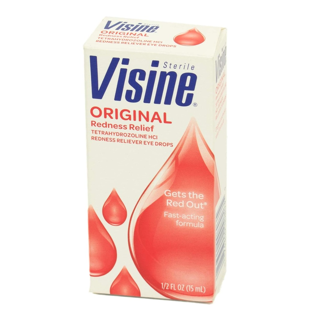 J & J Visine Eye Drops, Visine Original Eye Drops. 5 oz. Flacon (Packing May Vary)