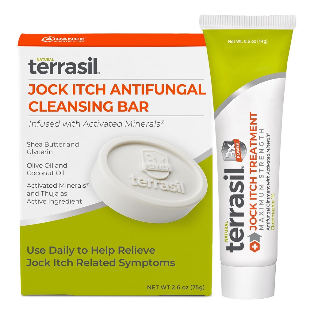 terrasil Jock Itch Cream extra Putere + Antifungic Sapun 2-Product Care Kit cu Clinic dovedit Clotrimazol pentru Jock Eficientă Tratamentul mâncărimii & Ajutor (.5oz Tub + 75g bar)