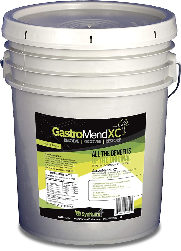 GastroMend XC, 100% Natural Echine Stomac Sanatate pentru cai, Promoveaza Vindecarea si Prevenirea Ulcerelor Gastrice, Foarte Potent & Eficient, Sprijină Sănătatea Gastrică și Hindgut, 600 Serviri, Made in USA