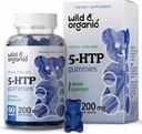 Gume sălbatice și organice 5-HTP 200mg - L-Tryptofan pentru relaxare și calm natural - 5 HTP Supliment pentru suport cerebral - 60 Vegan, Non-GMO 5HTP Gummies