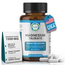 Natural Magneziu Taurate Supliment 1500 mg cu 90 capsule - 30 zile Aprovizionare pentru Sleep Support, Heart Health, Relaxare, tensiune arterială și energie Boost