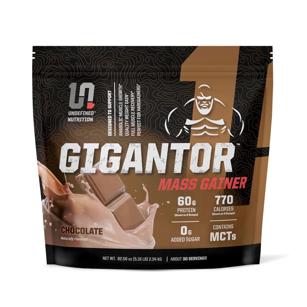 Nutriţie nedefinită Gigantor Mass Gainer de Brian Shaw (60g Proteine, 30 Servings, până la 790 Calorii de calitate) 